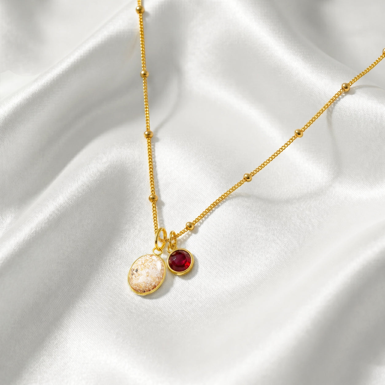 Herinnering ovaal birthstone - KETTING