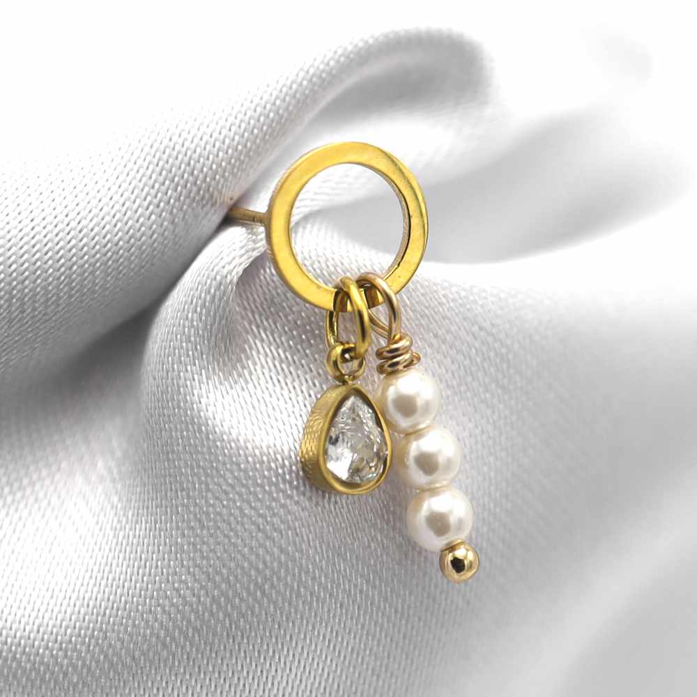 Diamond pearl stud - OORBEL