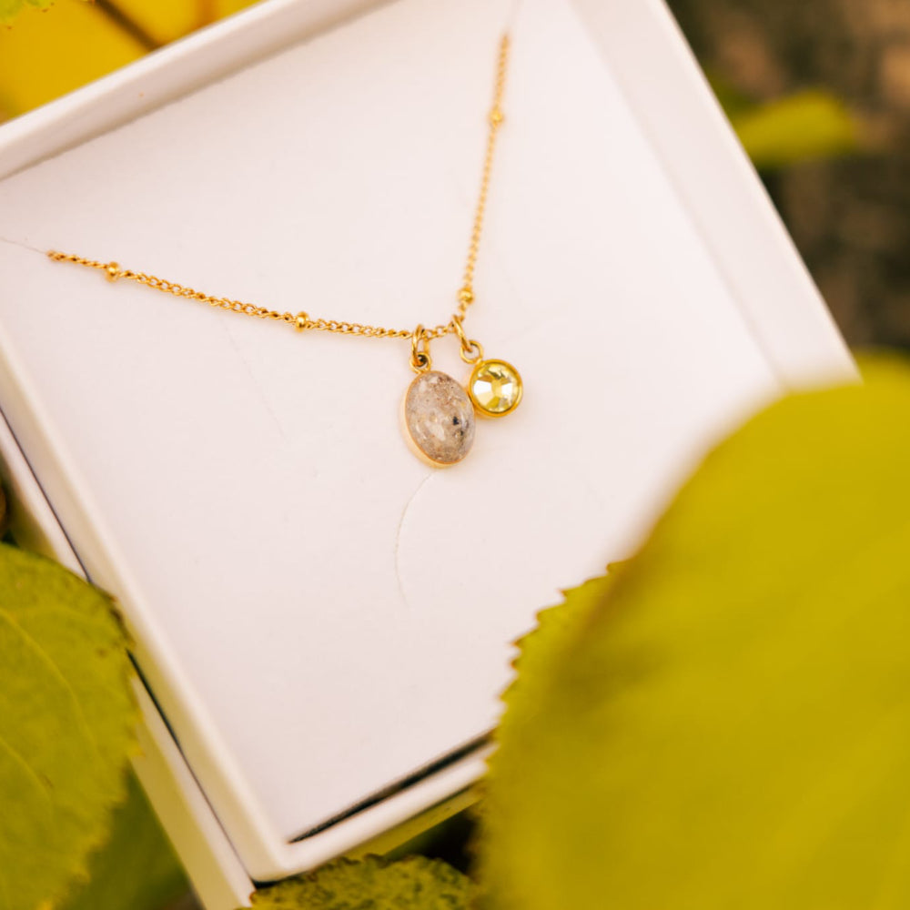 Herinnering ovaal birthstone - KETTING