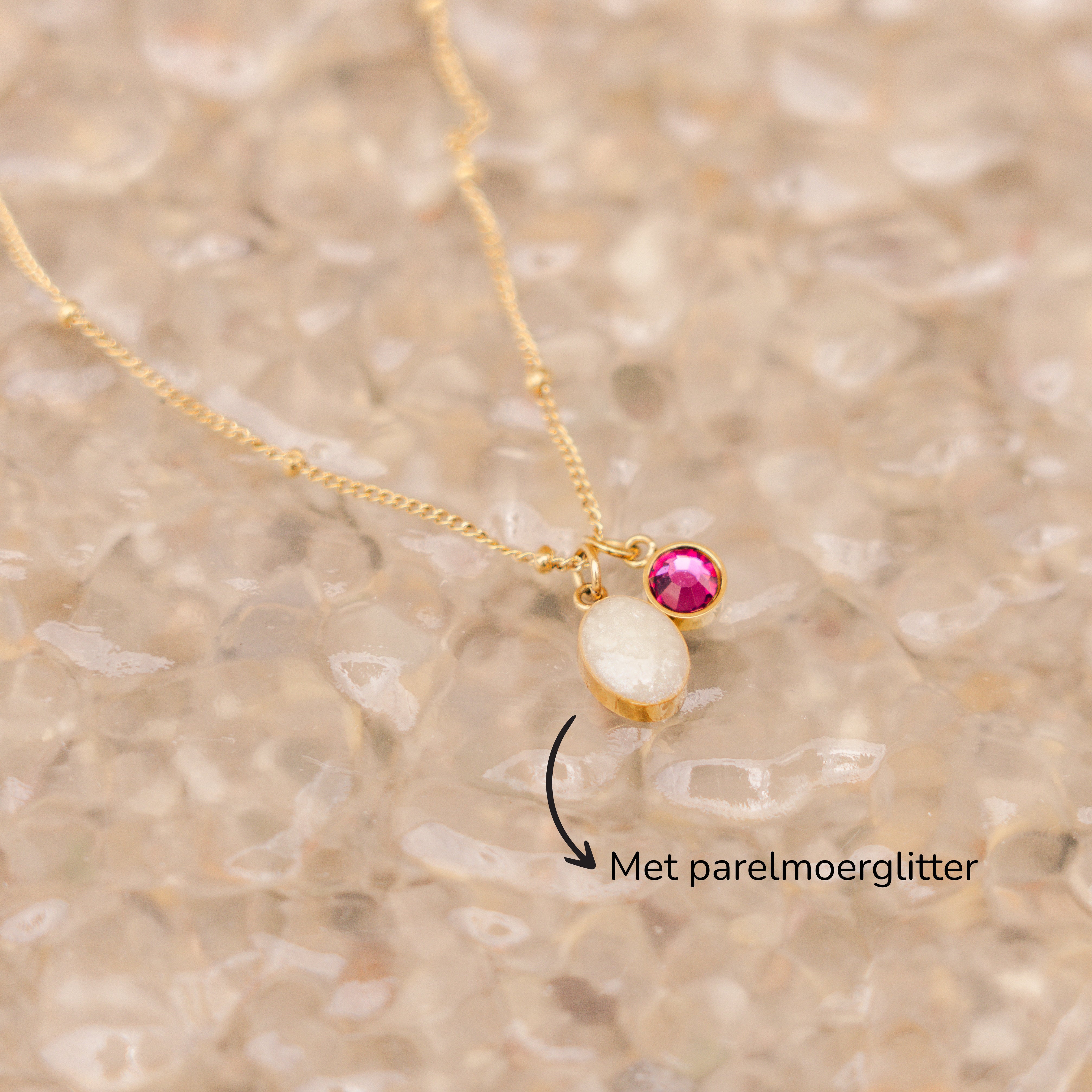 Moedermelk ovaal birthstone - KETTING