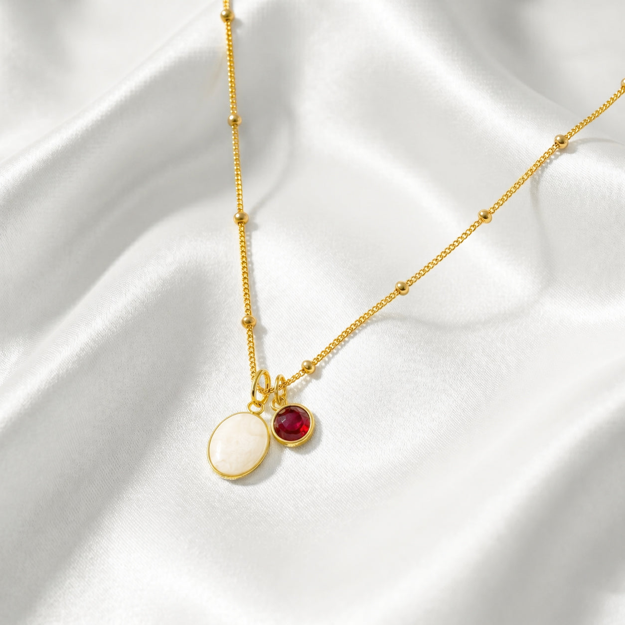 Moedermelk ovaal birthstone - KETTING